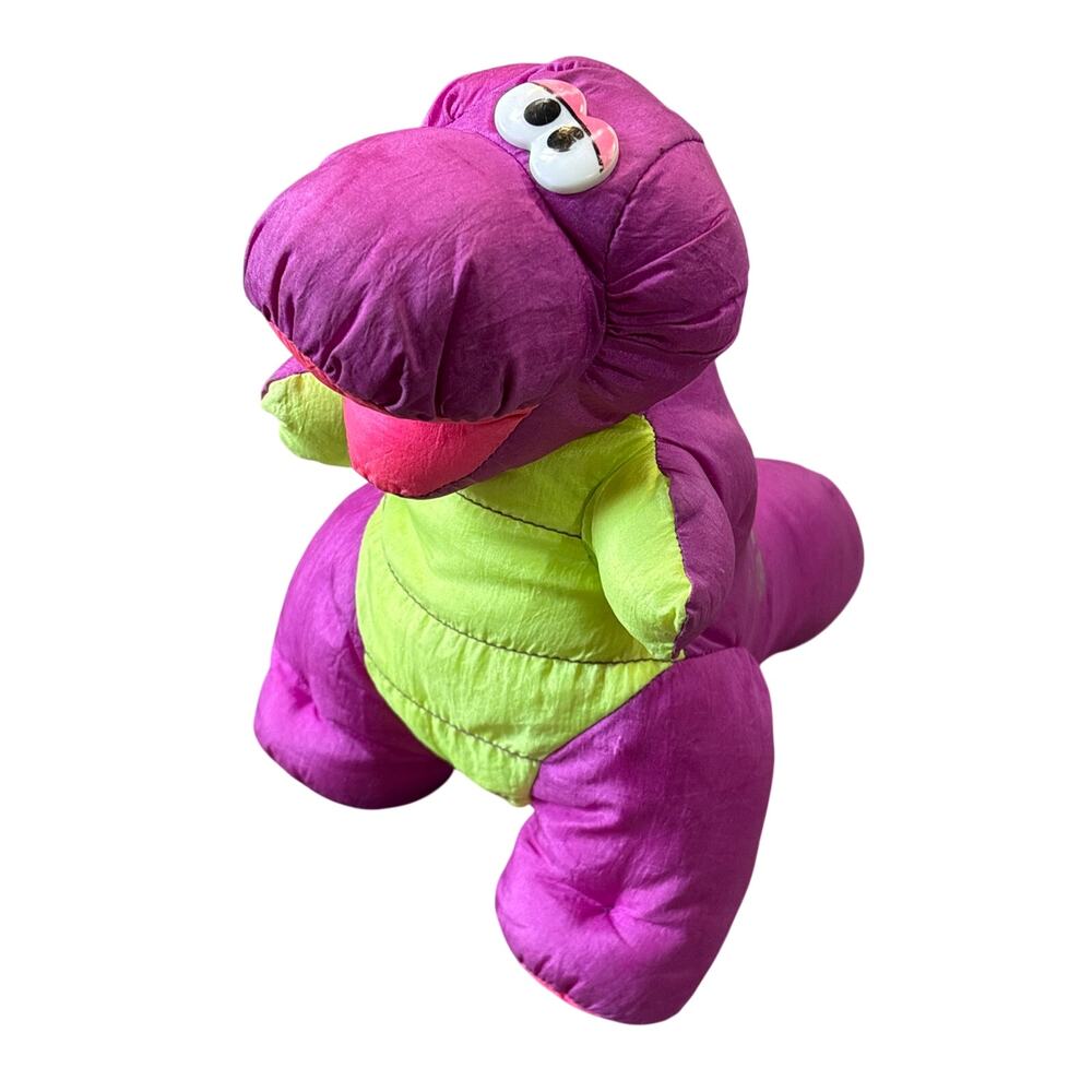 Vintage Fisher-Price Purple Dinosaur Roaring Nylon Parachute 16” Plush Toy 1992